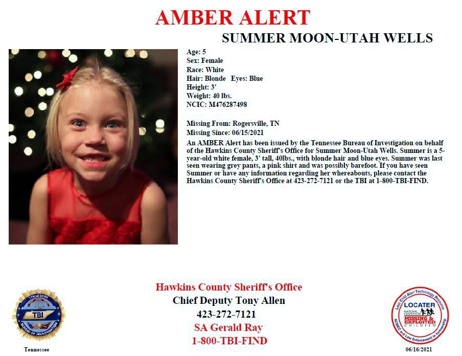 GabbsJustice's tweet photo. ***#MISSING***
***#MISSINGCHILD***
Please help us find 5 year old #SummerWells! She was last seen on 6/15/21 near her home in Tennessee. If you have any information regarding her whereabouts please contact @HawkinsCountySO at 423-272-7121 or the @TBInvestigation at 800-TBI-FIND. https://t.co/TtzjI5PPSu