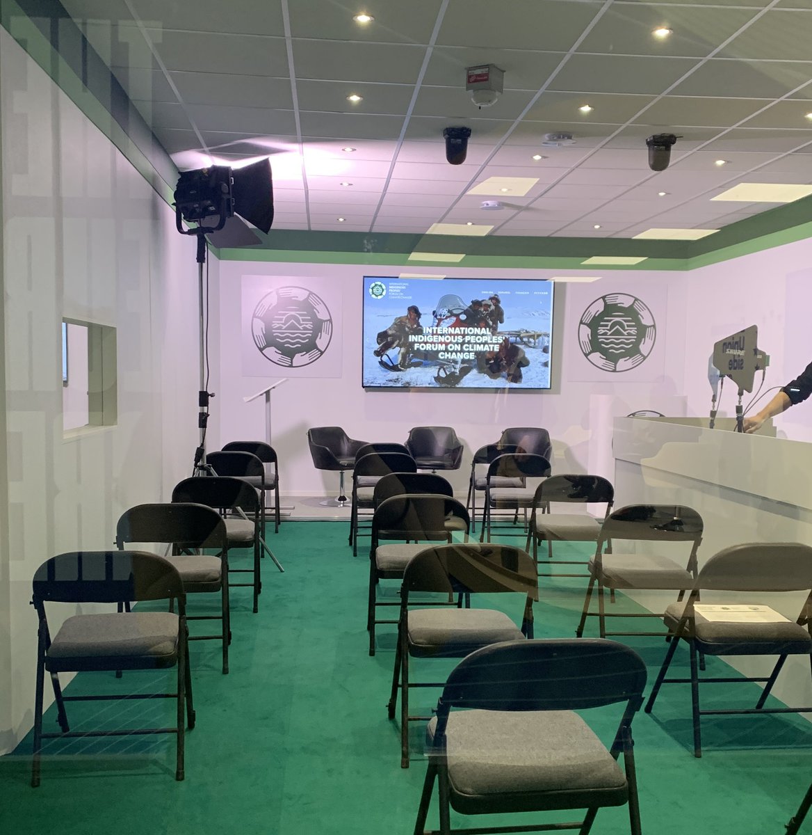 Pres2Influence's tweet photo. Photo from the International Indigenous Peoples Forum on Climate Change Pavilion, just before COP’s first ever side event centering people with disability was held https://t.co/fdnVGWsWIl