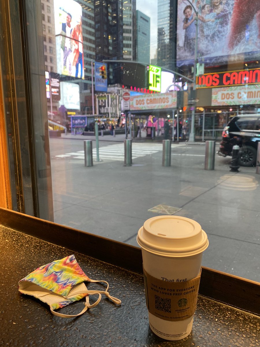 amypeniston's tweet photo. Loading up on coffee before #NFTNYC2021 takes over the billboards of Times Square!!

Oh, wait, what’s that in the distance? 👀

I spy a @BoredApeYC sweatshirt or two 😆 https://t.co/F3sxl105nt