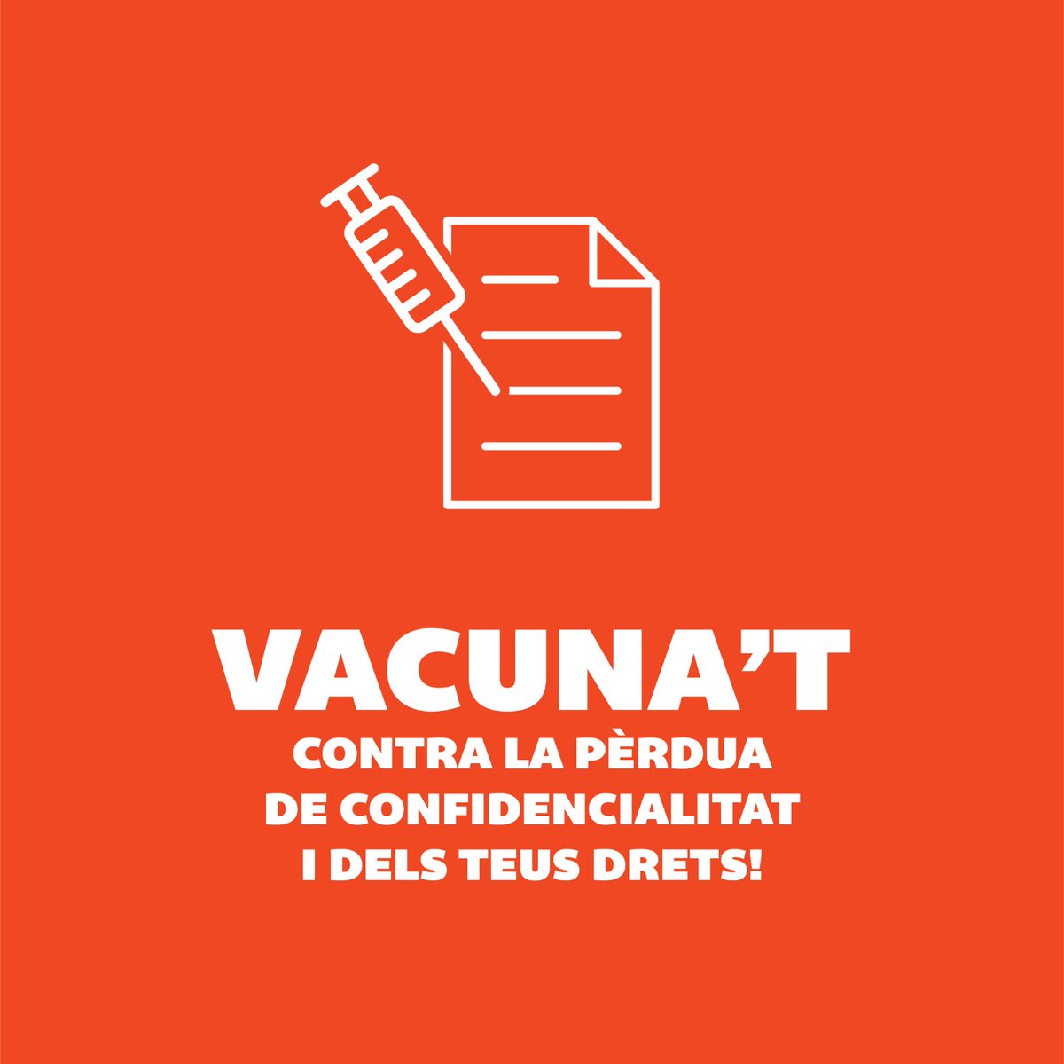 cgtenseponent's tweet photo. ⚫🔴 VACUNA’T contra la pèrdua de confidencialitat i dels teus drets‼️

🔗 La @cgtenseponent denuncia el Decret sobre dades d vacunació d’alumnat i professorat: https://t.co/AciLPKXaAA

🤬 El dret a l’educació i al treball no poden ser supeditats a la inoculació d’un medicament❗ https://t.co/jJUbFwRmoD