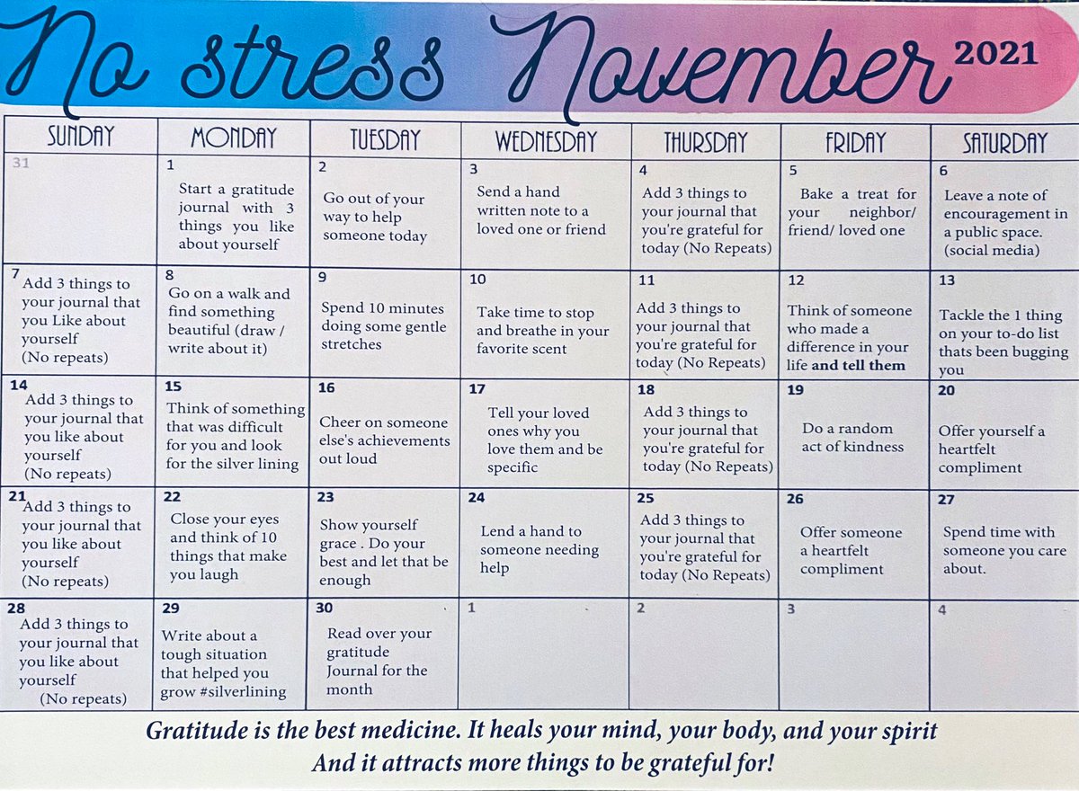 No Stress November! Today’s challenge➡️ go out of your way to help someone! <a href="/DcLstem/">DCLstem</a>