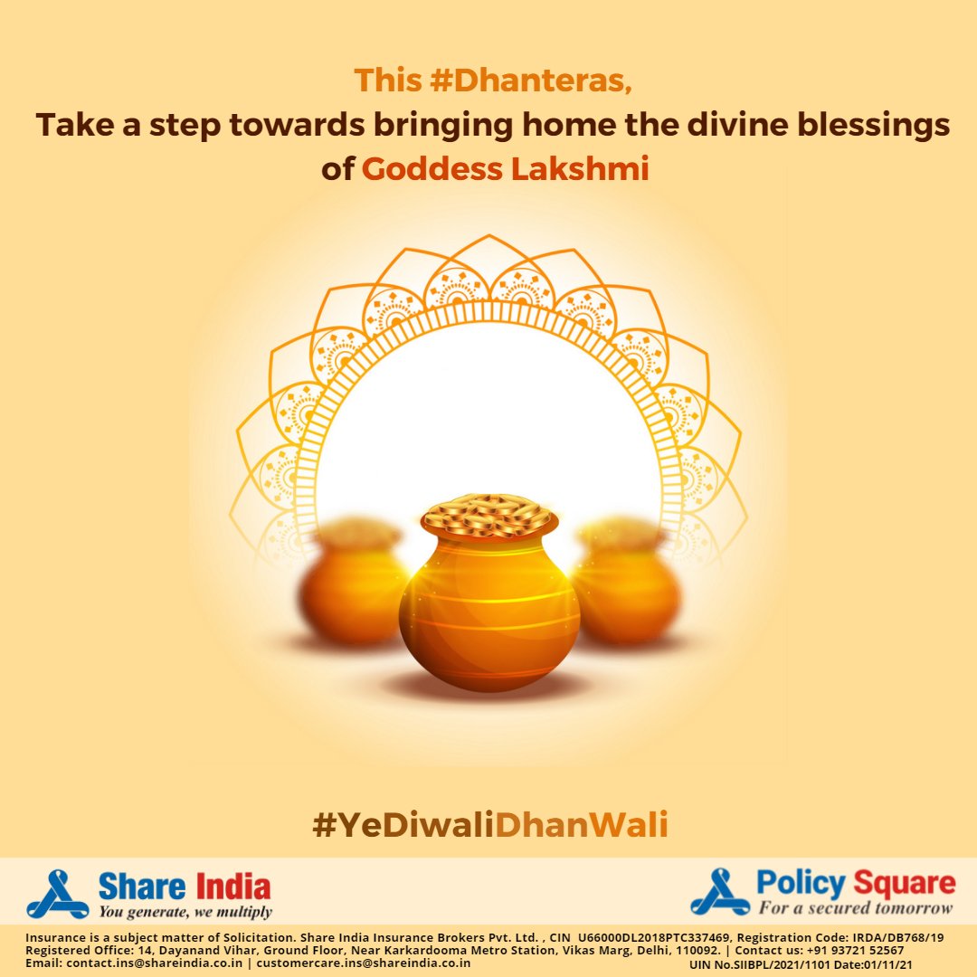policy_square's tweet photo. This #Dhanteras bring home the blessings of Goddess Lakshmi
#YeDiwaliDhanWali
#Diwali2021 #Insurance #Shareindians #PolicySquare https://t.co/vgh9wFgX9z
