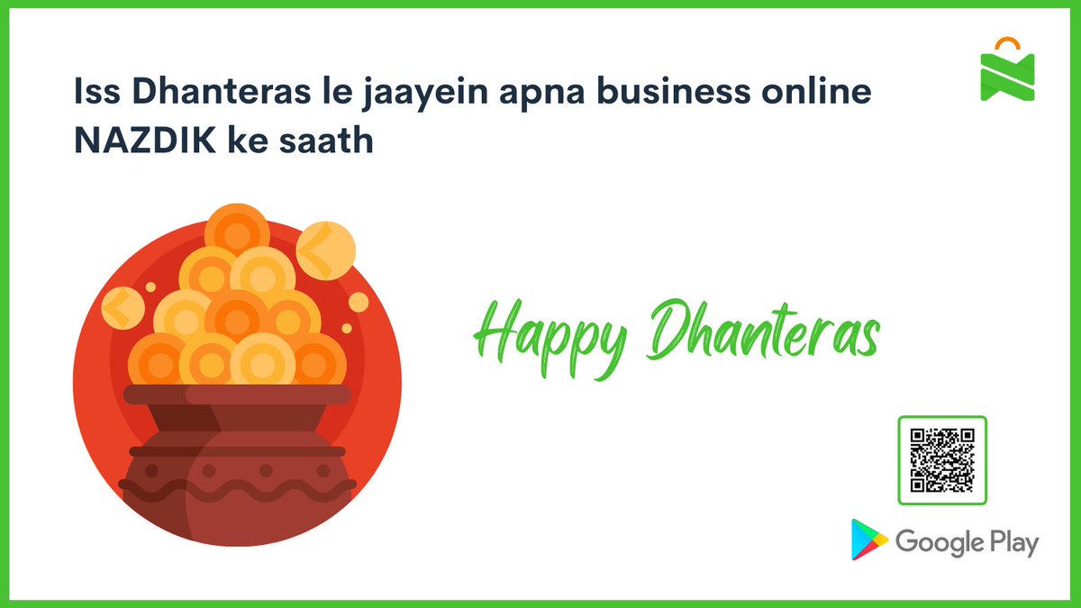 aapkenazdik's tweet photo. This Dhanteras, take your business online with @aapkenazdik and increase your sales.

#Dhanteras #Diwali #Nazdik #OnlineBusiness #Sales #Profit #TechNineties https://t.co/t8MQrqzTaB