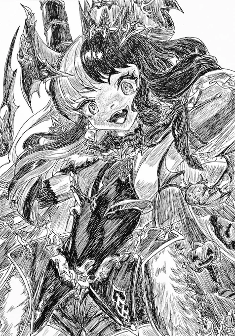 わぁーっはっはっはぁぁぁ!!!
わらわこそ、プリンとお菓子の魔王!
リリアンヌで～ある!!!!!

#ボールペン画
#模写
#クリプトラクト
#リリアンヌ
#クリプトお絵描き 