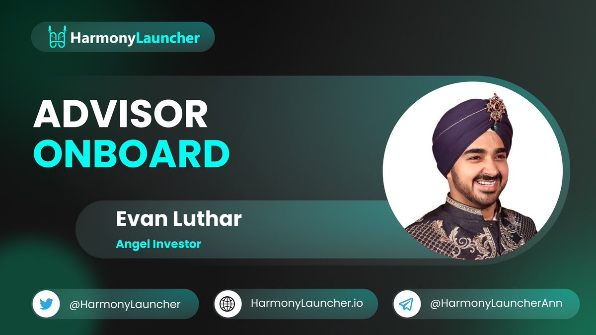 HarmonyLauncher's tweet photo. Harmony Launcher Advisor spotlight 📸

Asia's Most successful Billionaire and young #tech giant  @EvanLuthra has onboarded Harmony Launcher as advisor to contribute his experience and expertise to the platform.
#Defi #NFT #IGO #Metaverse #HarmonyLauncher https://t.co/oxZP5HsT16
