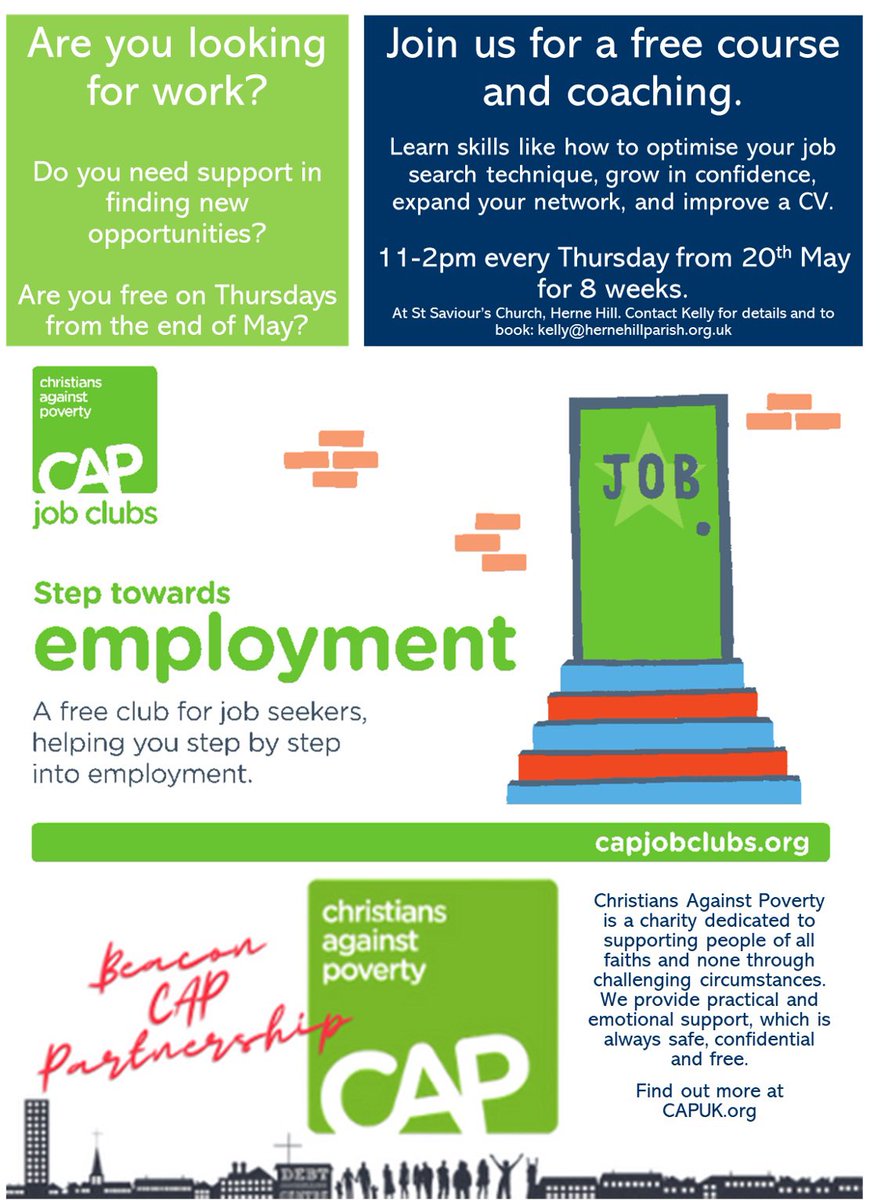 hernehillparish's tweet photo. Our @CAPuk job club starts on the 4th November @ St Saviour’s #hernehill We would love to help you find a job.  Email kelly@hernehillparish.org.uk to register.  Please retweet @hernehillforum @BrixtonBlog https://t.co/KfR74ZP2Gd