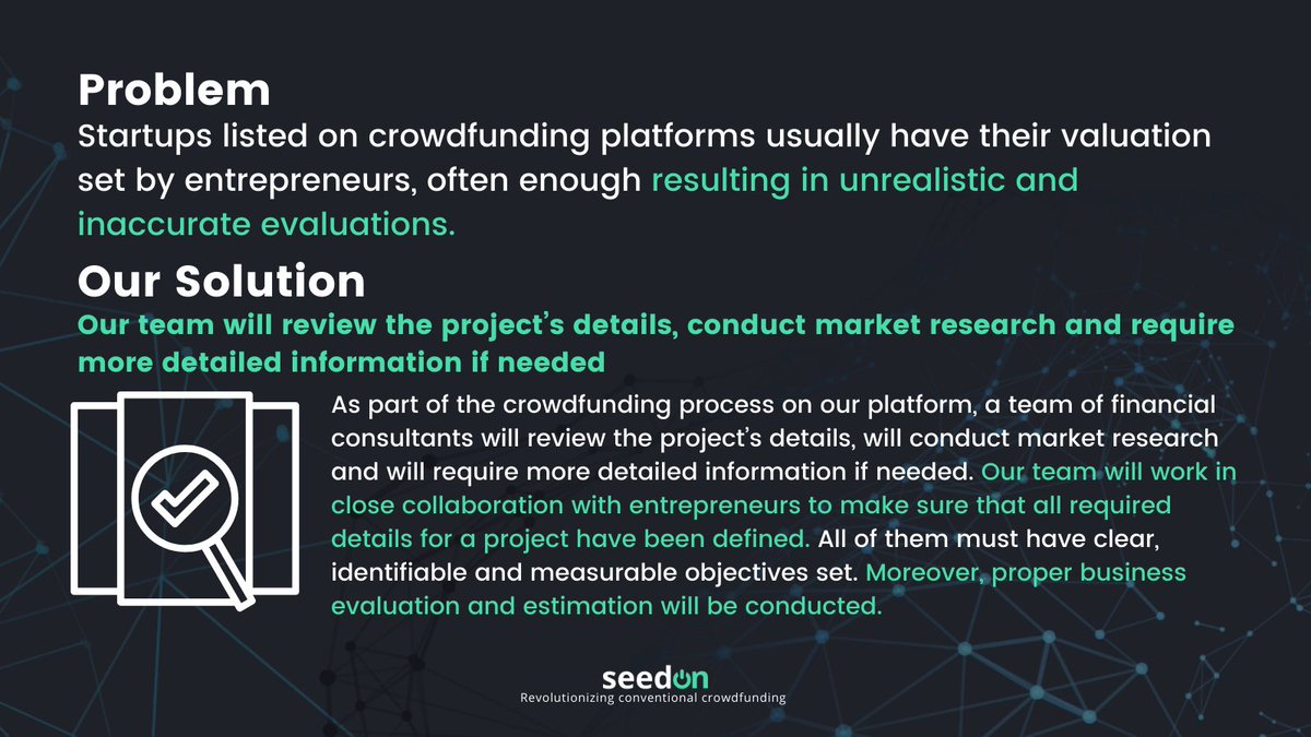SeedOnVenture's tweet photo. Startups listed for equity campaigns usually have their valuation set by entrepreneurs, often enough resulting in unrealistic evaluations.

✅ Our team of financial consultants will review the business plan for each start-up and will help assess its value accurately

#ICO #SEON https://t.co/QqqrPtdZ1n