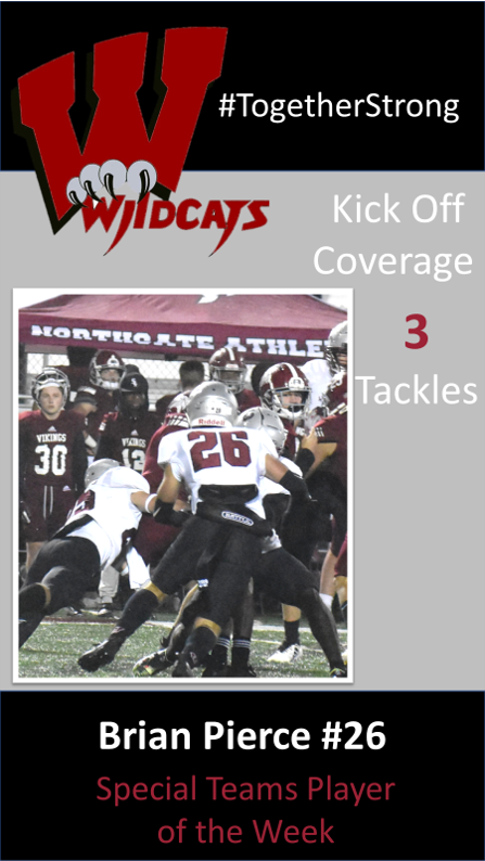 coachcfrazier's tweet photo. Congratulations to Brian Pierce
@Brian_Pierce28 

SPECIAL TEAMS POTW vs Northgate
@Cats_Recruiting

GO CATS! 
#TOGETHERSTRONG https://t.co/5KBWfC37q6
