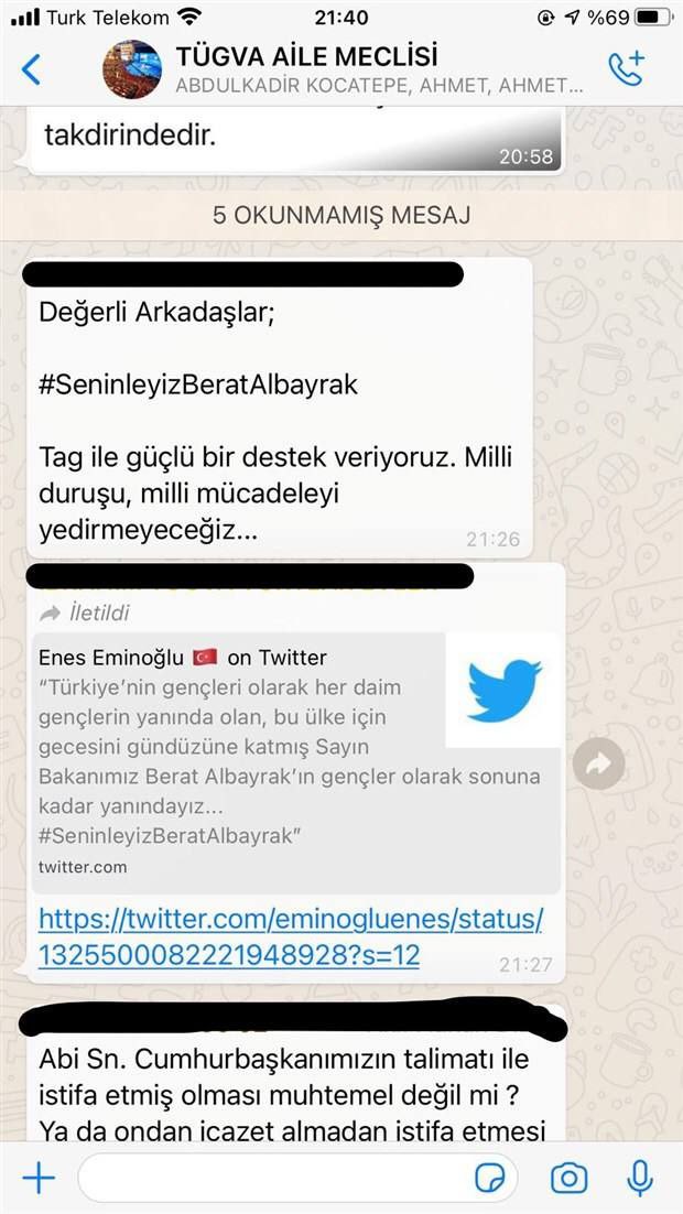 AtlanticHaber's tweet photo. Berat Albayrak istifa ettiği gün TÜGVA grubunda konuşulanlar; https://t.co/kAggvgOQKu