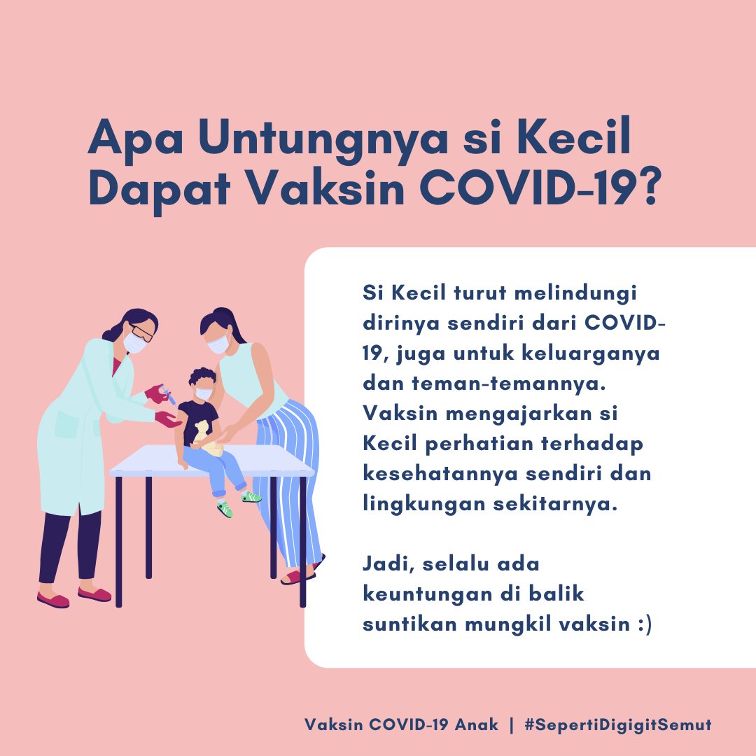PopyWulanda's tweet photo. Apa Untungnya si Kecil Dapat Vaksin COVID-19?

Si Kecil turut melindungi dirinya sendiri dari COVID-19, juga untuk keluarganya dan teman-temannya. Vaksin mengajarkan si Kecil perhatian terhadap kesehatan dan lingkungannya.

Vaksin COVID-19 Anak
#SepertiDigigitSemut https://t.co/ckp3nzTuwu