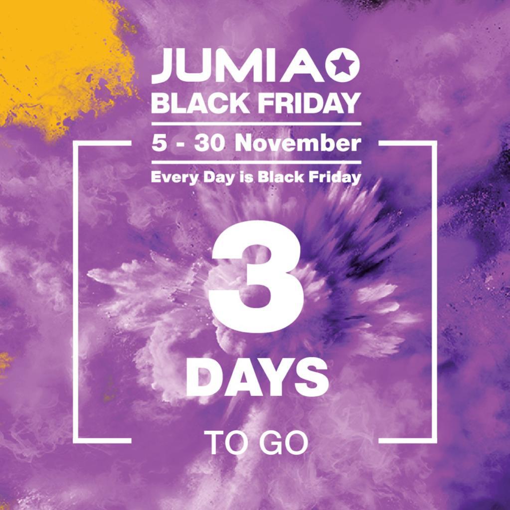 3 days to go until it’s officially Jumia Black Friday! Check out what’s coming your way here bit.ly/3nJ77hf

#JumiaBlackFridays
#EveryFridayIsBlackFriday