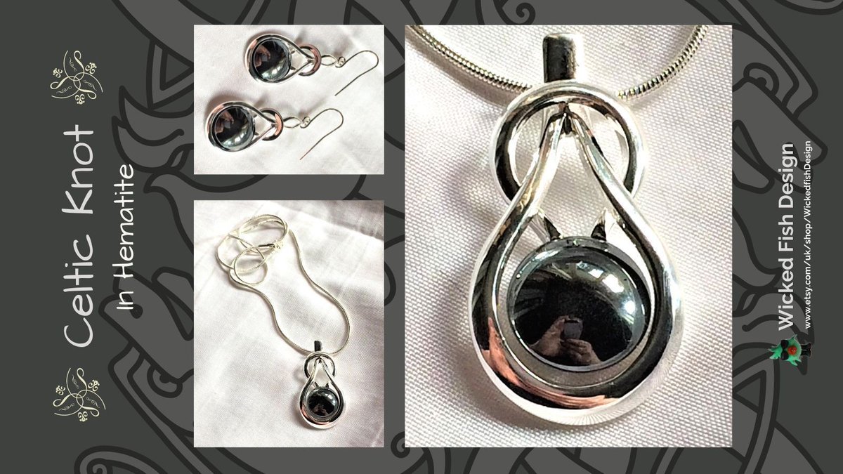 WickedFishBiz's tweet photo. Celtic Knot Pendant and Earrings in Hematite by Wicked Fish Design  #celticjewellery #hematite #wickedfish #christmasgifts #giftsforher #etsyshop #EtsyJewelry https://t.co/CeKXWfuqbT