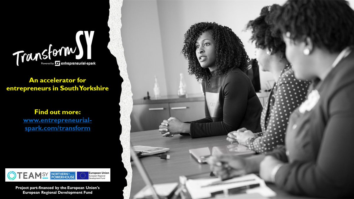 Transform SY powered by <a href="/ESparkGlobal/">Entrepreneurial Spark</a> is looking for 20 high-growth &amp; high-potential businesses to join a six-month Virtual Accelerator in South Yorkshire.  
 
Find out more: entrepreneurial-spark.com/transform