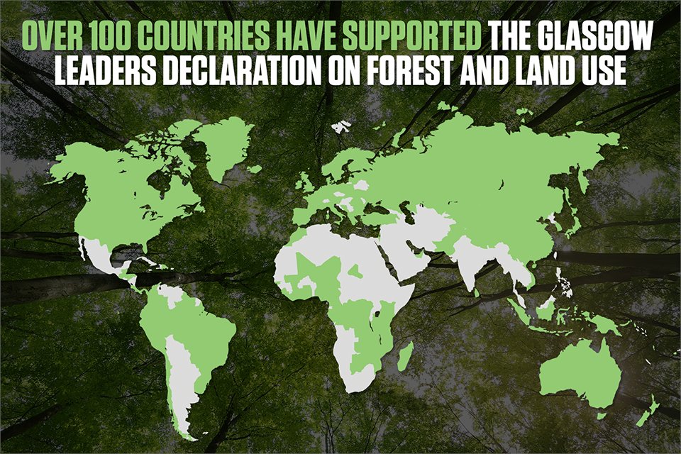 ¡Uruguay 🇺🇾 y Reino Unido 🇬🇧 demostraron hoy en la #COP26 su compromiso para detener la deforestación para 2030!💪🌳🌳

Junto a más de 100 países, que albergan al 86% de los bosques del mundo, firmaron esta declaración 👇

gov.uk/government/pub…