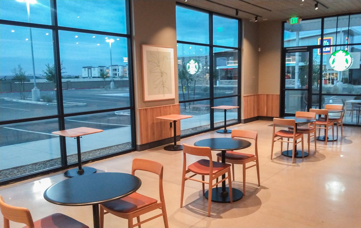 lifeatgray's tweet photo. #GrayWest recently completed a new @Starbucks store in Goodyear, AZ! The interior finishes and art reflect @Starbucks’ high standards and excellence as the world’s largest coffeehouse chain. 

Read more about this project: https://t.co/87nVerB0U6. #construction #Commercial https://t.co/E5L075G04j