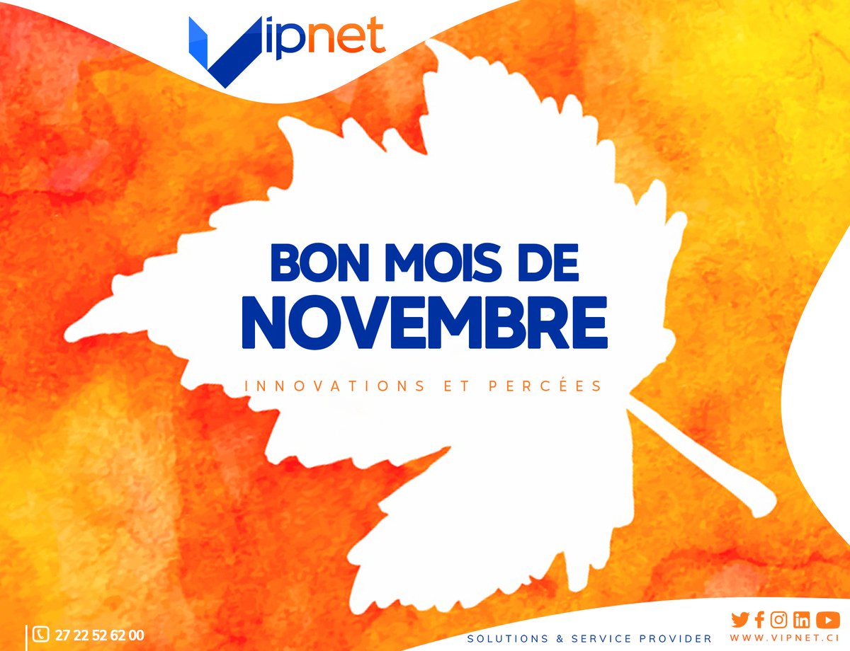 VIPNET_CI's tweet photo. Bon mois de Novembre famille VIP 🙏🏽
#VIPNETCI https://t.co/R7iY3wAbi5