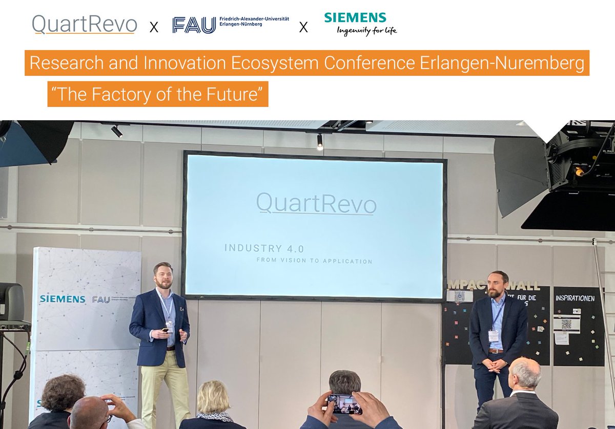 Bei der diesjährigen <a href="/Siemens/">Siemens</a> x <a href="/UniFAU/">FAU Erlangen-Nbg</a> Research and Innovation Ecosystem Conference – #Factory of the #Future – war QuartRevo mit einem Beitrag zur interaktiven und #Stakeholder-zentrierten #Industrie40-Gestaltung dabei. Großartiges Event und innovative Community!