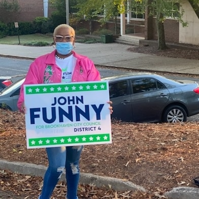 electjohnfunny's tweet photo. Our sign wavers are out this morning reminding folks to go to their polling place &amp; vote today before 7pm Special shout out to fellow alumni from South Carolina State who came out &amp; waved signs last night. I appreciate all their support. #JohnFunny4Brookhaven #JohnFor4 &amp; #4ForAll https://t.co/2G2ibiCWws