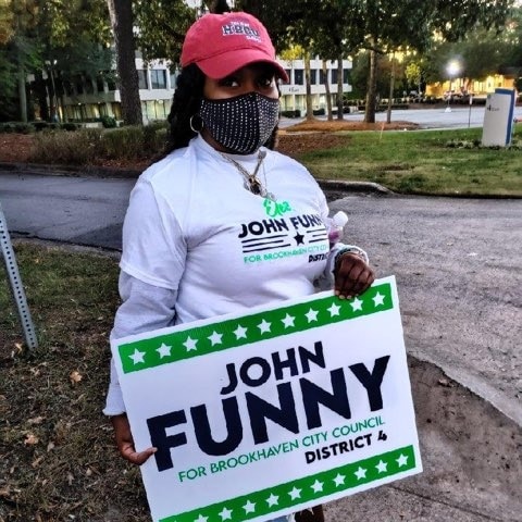 electjohnfunny's tweet photo. Our sign wavers are out this morning reminding folks to go to their polling place &amp; vote today before 7pm Special shout out to fellow alumni from South Carolina State who came out &amp; waved signs last night. I appreciate all their support. #JohnFunny4Brookhaven #JohnFor4 &amp; #4ForAll https://t.co/2G2ibiCWws