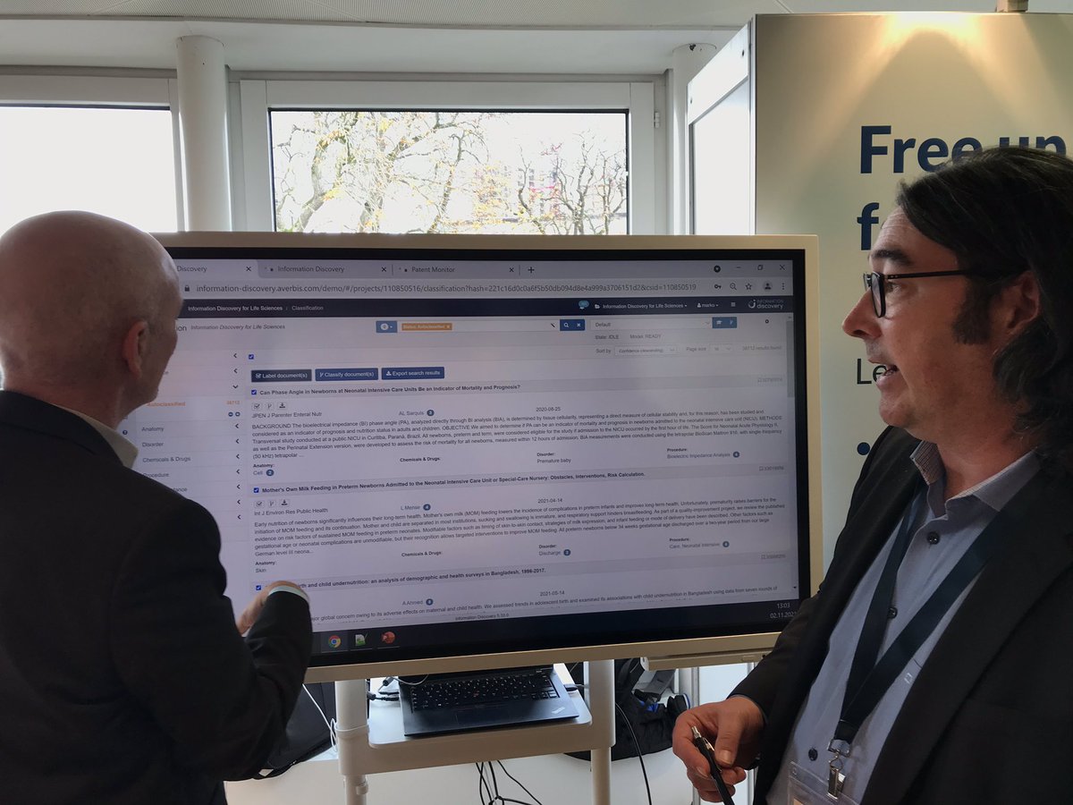 MichaelReiterPR's tweet image. #BioDataCongress @Averbis: #BigData unverändert Schlüsselthema, Anforderung = Screenen großen Mengen unstrukturierter Texte zB für Pharma Research, Post-Market Surveillance etc. Realisierbar nur durch #KI. Durch integrierten Ansatz von #ML und #Textanalyse automatisierbar 💪