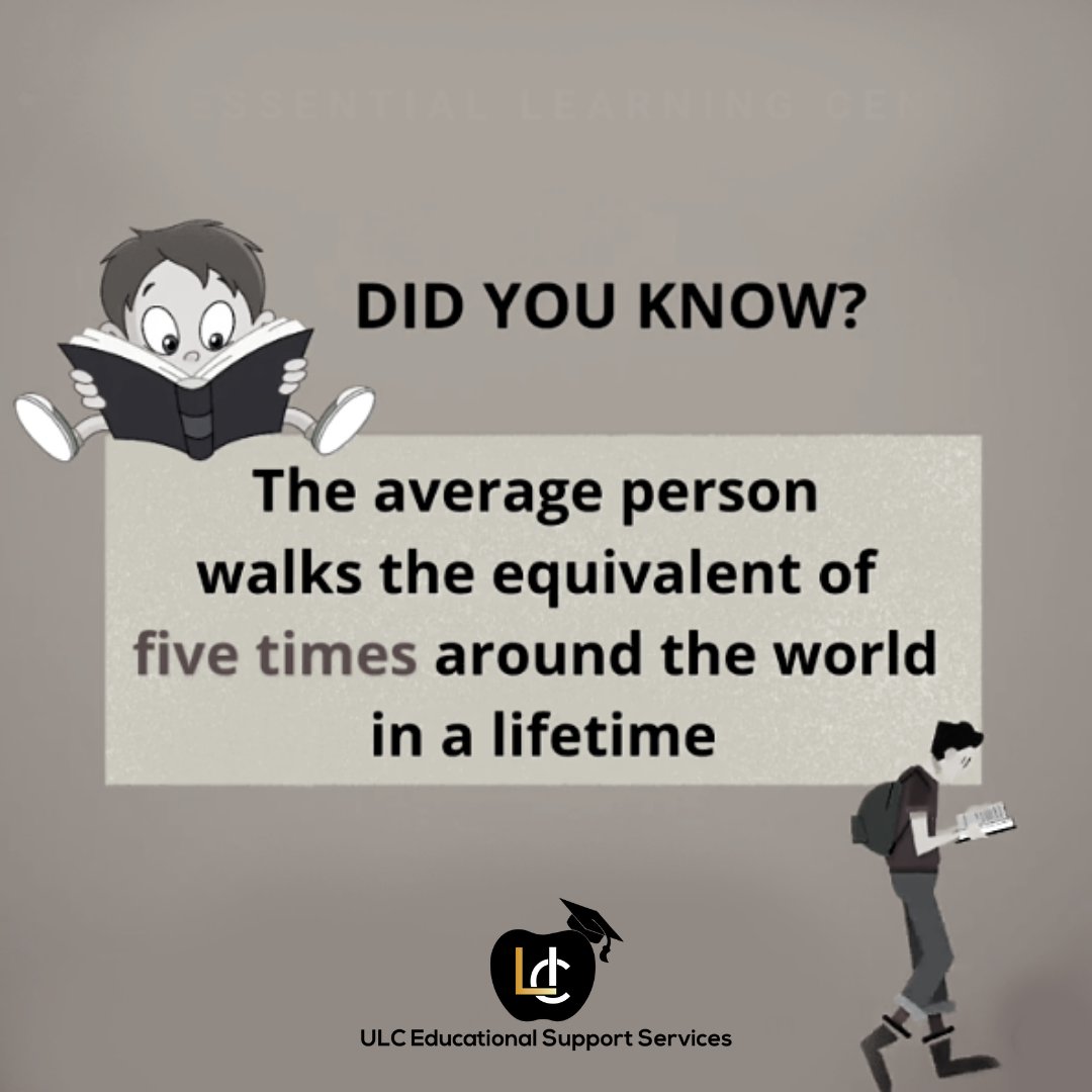 ulctutor's tweet photo. #DidYouKnow: The average person with the average stride living until 80 will walk a distance of around 110,000 miles — which is the equivalent of walking about 5 times around the Earth.

To know more, visit us at https://t.co/LTem6Mern1

#ULCTutoring #OnlineTutoring #KeepLearning https://t.co/XlBp0PajrM