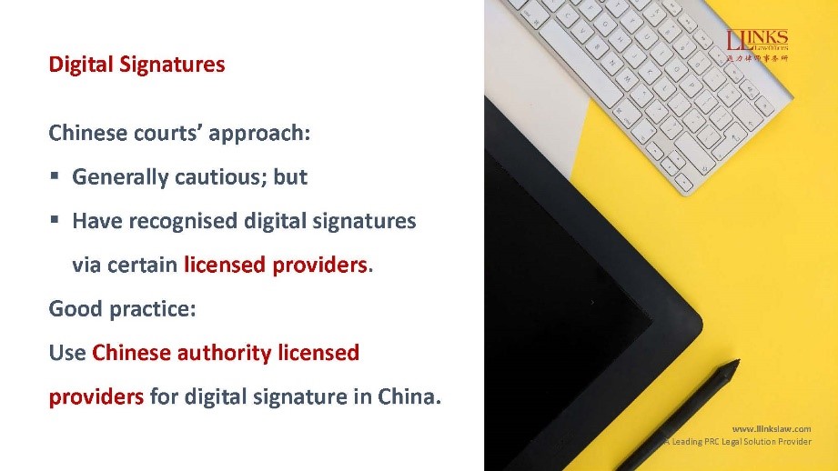 If a #digitalsignature is necessary for conducting business in #China, ensure the validity to the maximum possible extent: bit.ly/3BqNEYn. Chat with us for more information: calendly.com/llinksryu/15min.