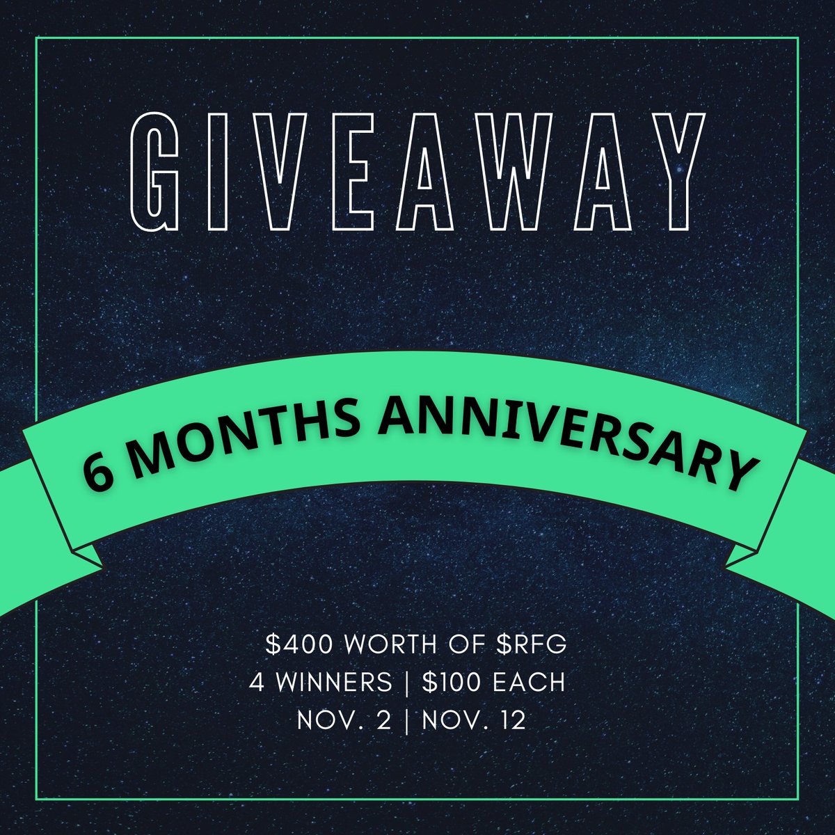 RefugeesToken's tweet photo. 🎉$400 GIVEAWAY | 6 MONTHS ANNIVERSARY🎉

Our project is live for almost 6 months now and we would like to celebrate it by giving away $400 worth of RFG tokens at 4 winners ($100 each).

Visit https://t.co/e2zGY4eCCS and gather as many entries as you can!

Duration: 10 days https://t.co/8R4v9BOKuX