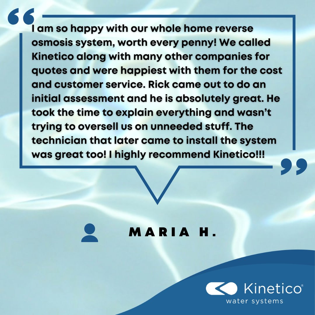 Our team is proud to help our customers resolve any water issues that they may have. Thank you Maria for sharing your experience! To learn how our team can help you, contact us today. bit.ly/3EExWKv 

#Kinetico #KineticoWater #SWFL