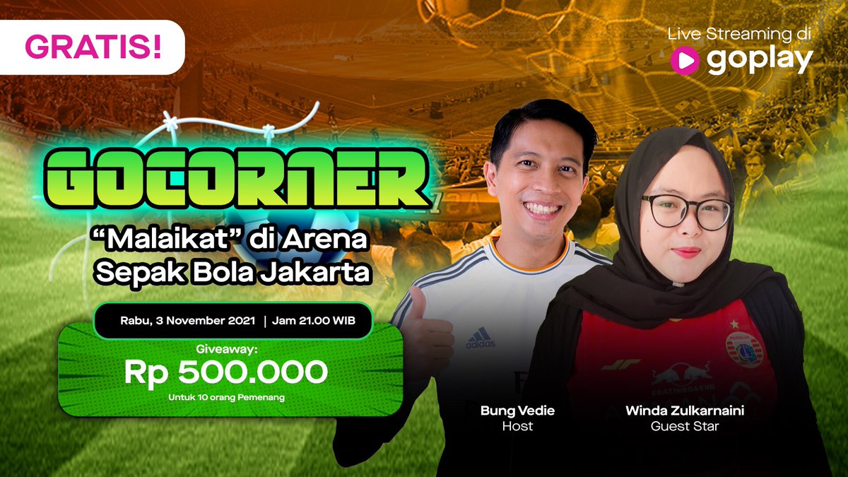EverywhereID's tweet photo. #Sepakbola emang seru ditonton berbagai kalangan. Sekarang makin banyak cewek yang hobi nonton bola juga loh, sama seperti Winda Zulkarnaini. Ngobrol bareng yuk di GoCorner! https://t.co/1CBkZ3rTRK
#GoCorner https://t.co/nFl0FTBnA3