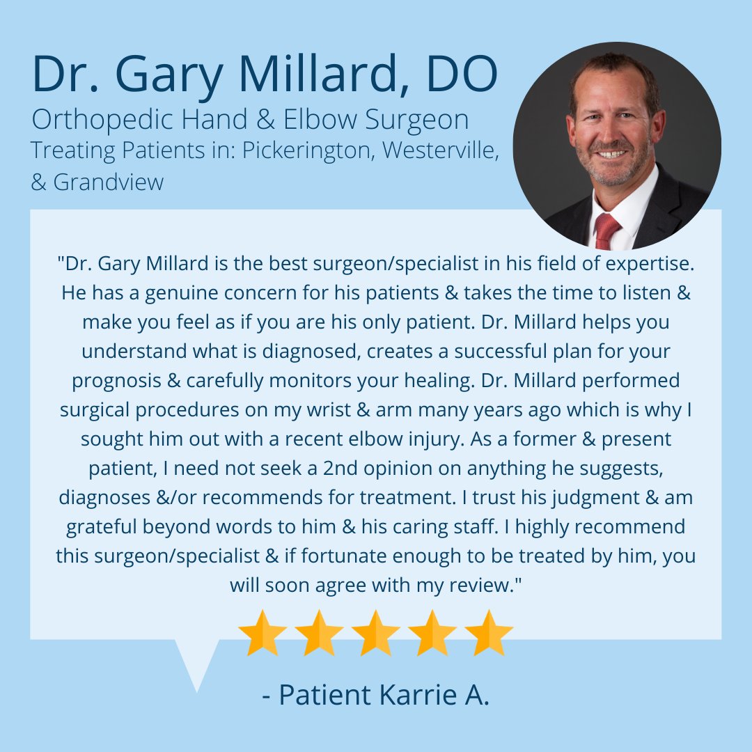 OrthoNeuro1's tweet photo. What a glowing review for Dr. Millard! 

#TestimonialTuesday #OrthoNeuro #ForEveryMotionInLife #HandSpecialist #Pickerington #Westerville #Grandview https://t.co/9nbAgYmAOd