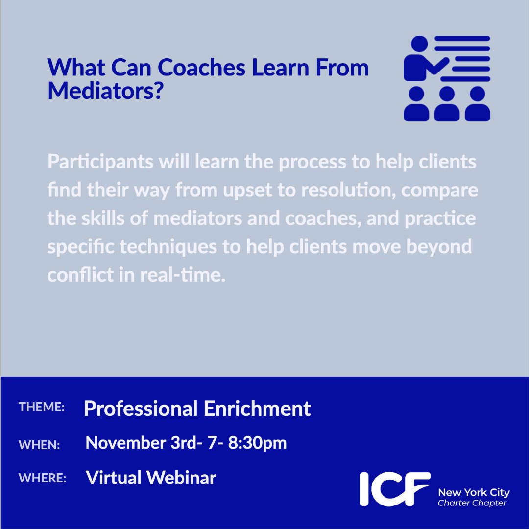 There is still plenty of time to register for our November 3rd event. Click here to register: icfnycchapter.wildapricot.org/event-4523146