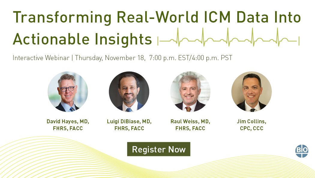 Are you looking to reduce data deluge and streamline your workflow? Tune in November 18th as <a href="/LuigiDiBiaseMD/">Luigi Di Biase</a> <a href="/RaulWeiss6/">Raul Weiss</a> <a href="/DavidHayesMD/">David Hayes, M.D.</a> and <a href="/CardiologyCoder/">Jim Collins CPC CCC</a> share real-life evidence of turning #ICM data into actionable insights. Register now: ow.ly/Ecth50GBkzS #EPeeps