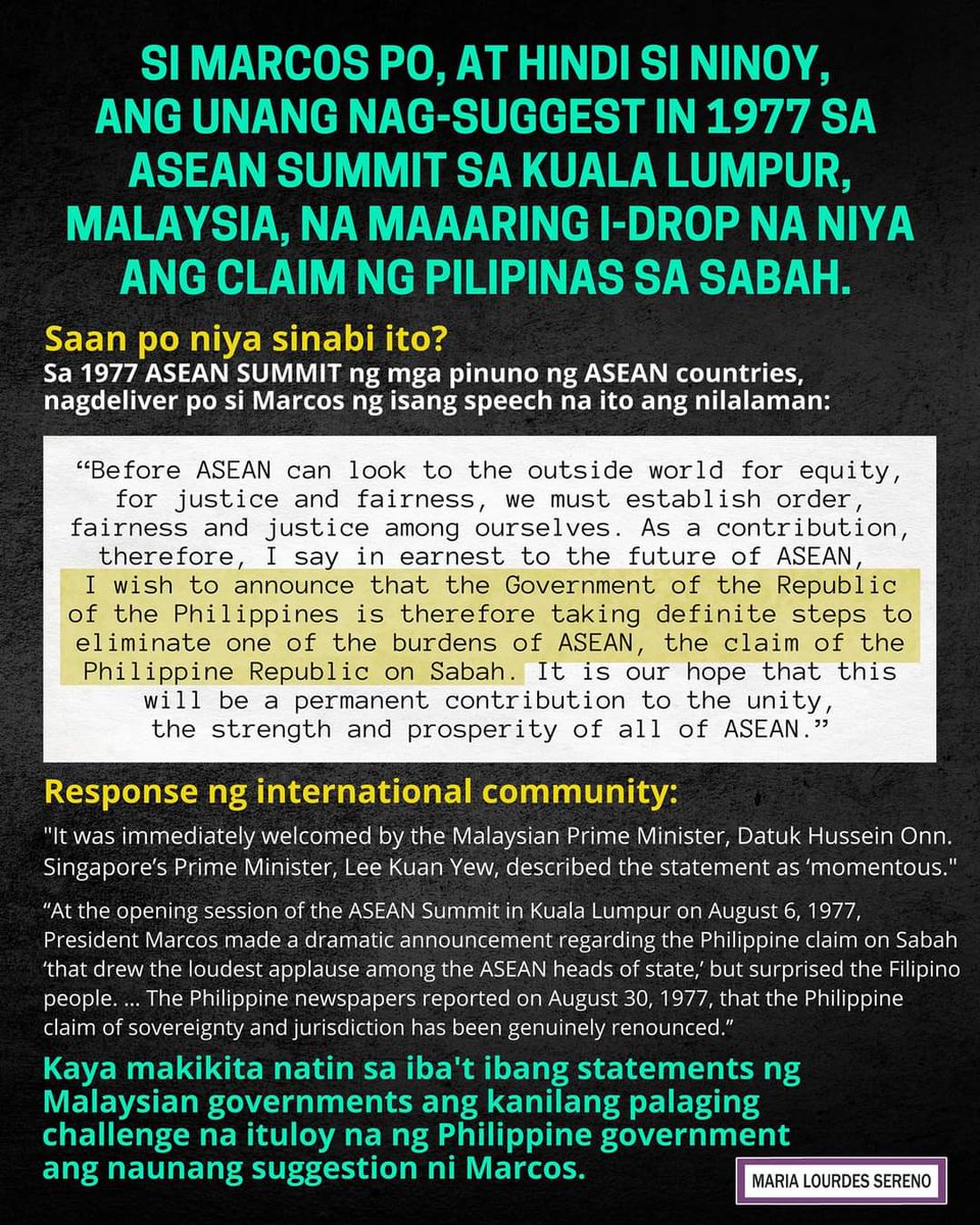 SerenoMeilou's tweet photo. SI MARCOS PO, AT HINDI SI NINOY, ANG UNANG NAG-SUGGEST IN 1977 SA ASEAN SUMMIT SA KUALA LUMPUR, MALAYSIA, NA MAAARING I-DROP NA NIYA ANG CLAIM NG PILIPINAS SA SABAH

Read my full article here:
https://t.co/2J348yiCyd https://t.co/qsuxtd228D