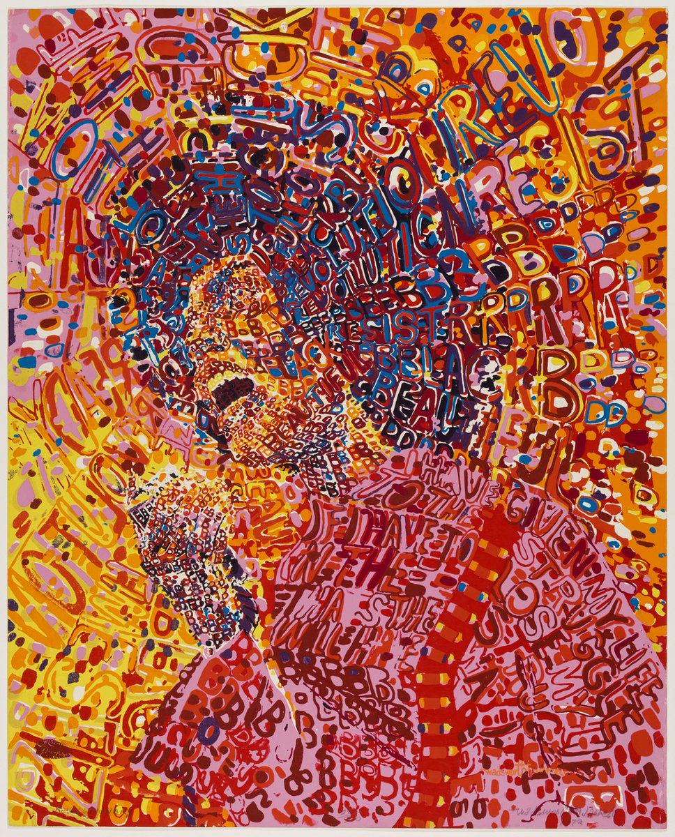 Today's art piece is “Revolutionary", 1972 by Wadsworth Jarrell. The artist, was co-founder of the AfriCOBRA movement, which formed in Chicago in the late 1960s. This collective of African-American artists sought to create a visual aesthetic that embodied principles and element
