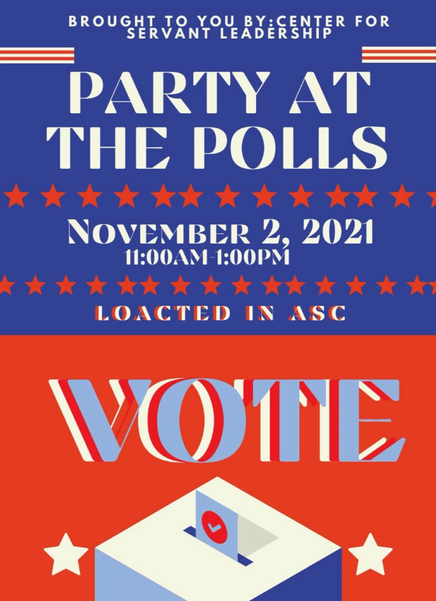 TLU_CSL's tweet photo. Join us in the ASC TODAY for “Party At The Polls!” We will have cupcakes, stickers and buttons to celebrate Election Day! #TLUVotes https://t.co/nhwLnYDKMD