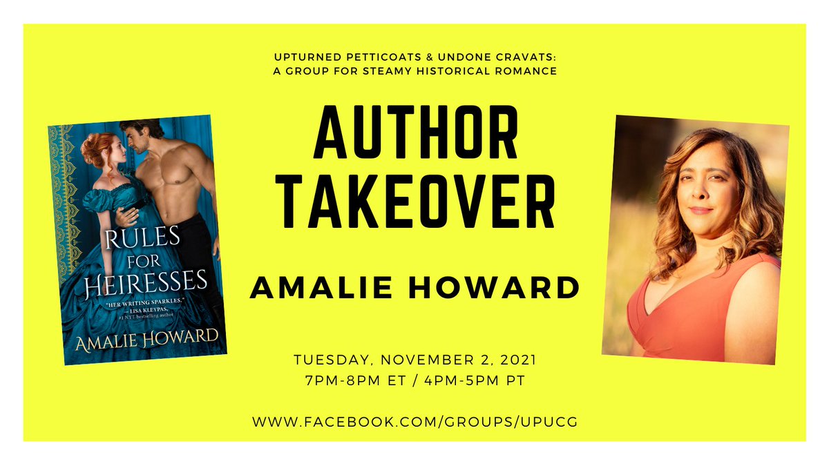 ChasingLeslie's tweet photo. Upturned Petticoats &amp; Undone Cravats is excited to have Amalie Howard visit tonight! 7pm ET / 4pm PT

https://t.co/JZVBOVfprf

#authortakeover #romancelandia #historicalromance #romance #romanceauthor #read #books #newreleases #AmalieHoward https://t.co/mtLhYgFdLk