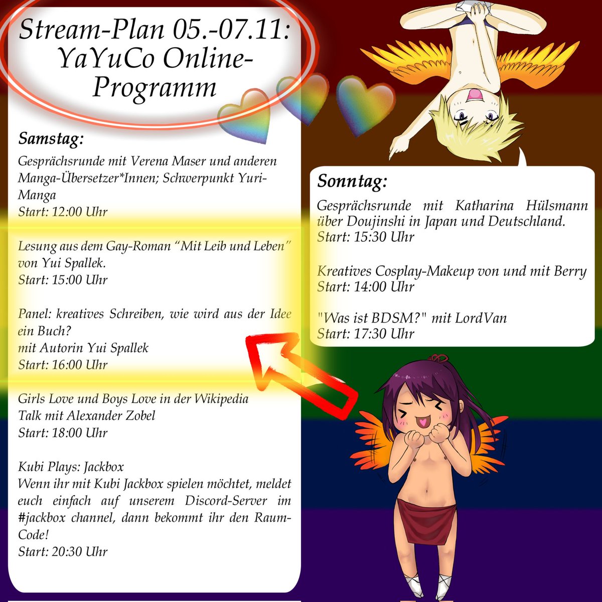 yui_spallek's tweet photo. Am Wochenende ist #yayuco und ich bin live mit dabei! Würde mich freuen euch dort begrüßen zu dürfen! 😉 #yaoi #yuri #onlinecon 
Je mehr desto besser! Also ladet alle ein! https://t.co/VL0CjX1XId https://t.co/HXl2GK4CYG