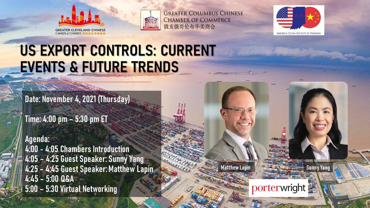 ChinaIndiana's tweet photo. Join us this Thursday for our US Export Controls Webinar. Register now at https://t.co/UXXQOD3A7J https://t.co/cdvudyqEuh