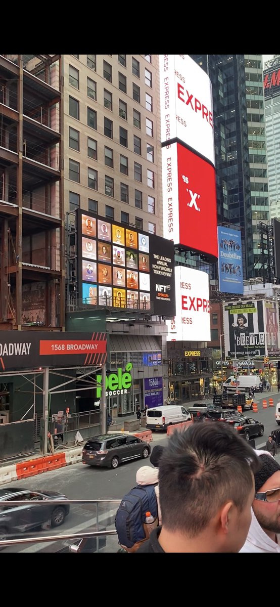 amypeniston's tweet photo. As far as surreal experiences go, seeing my face on a billboard in Times Square is up there. 😂

#NFTNYC2021 https://t.co/w8pUhhctfU