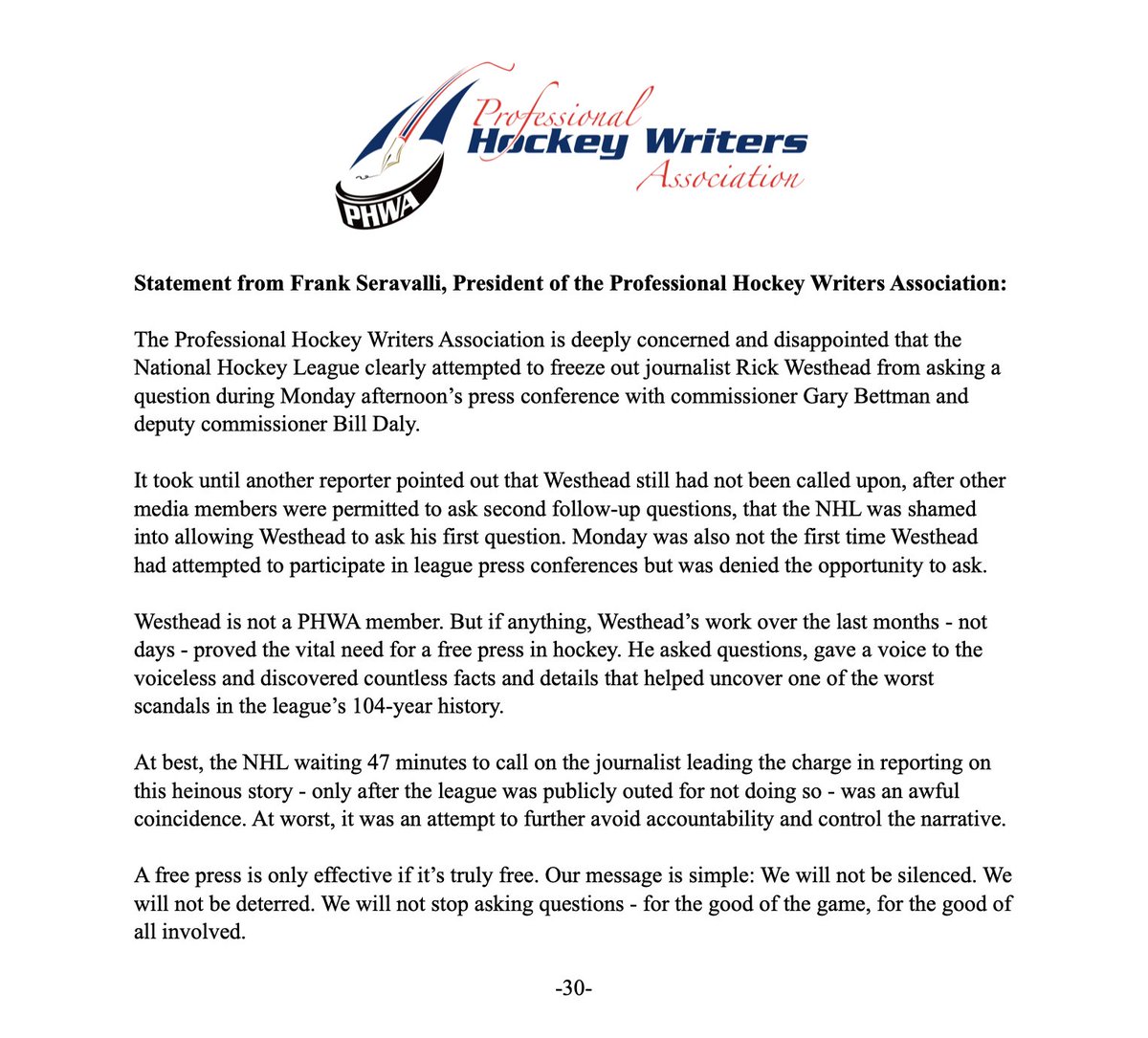 Statement from <a href="/ThePHWA/">PHWA</a>: