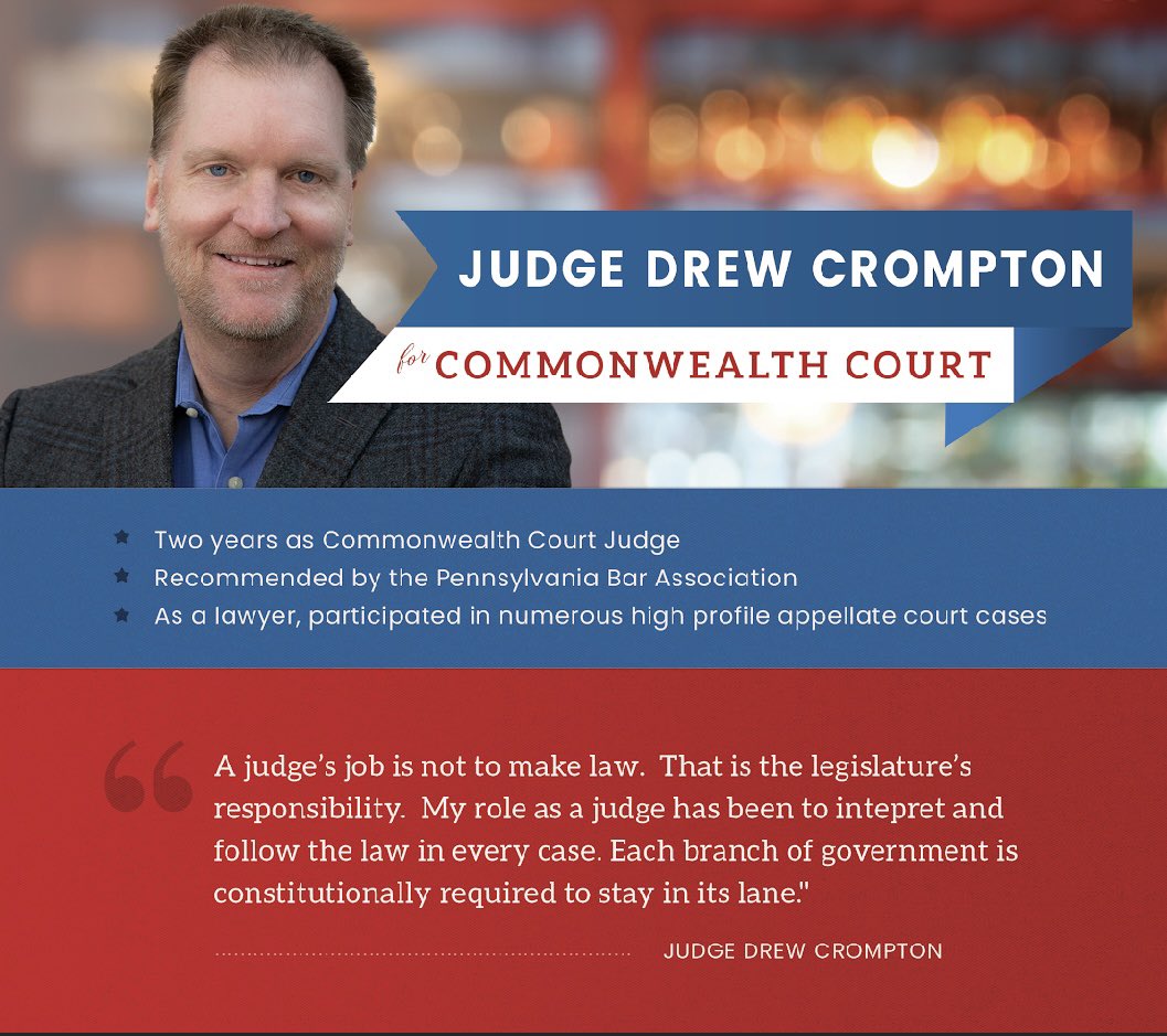 TheFriddle's tweet image. It’s #ElectionDay, PA! Get out and #vote for the men and women who will protect our Constitution:

Brobson for Supreme Court
Sullivan for Superior Court
Wallace for Commonwealth Court
Crompton for Commonwealth Court

Find your polling location here &amp;gt; pavoterservices.pa.gov/pages/pollingp…