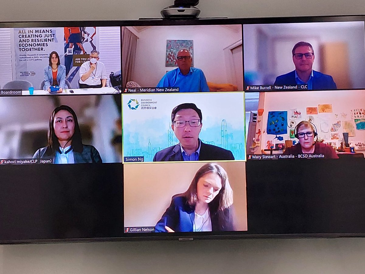 Business Leaders from Australia, Hong Kong, Japan and New Zealand showing the action and asking for strong policy ambition on climate, this morning at the @wmbtweets Business Pavilion at #COP26.