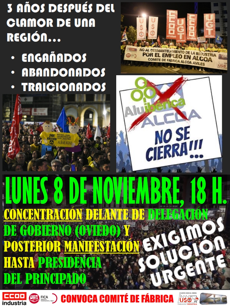 USOAsturias's tweet photo. #USOEnLucha 
Por el futuro del empleo en #AluIbérica
🗓️8 de noviembre
⏱️18:00 horas
📍Delegación del Gobierno. #Oviedo https://t.co/hjlBfHhQgB