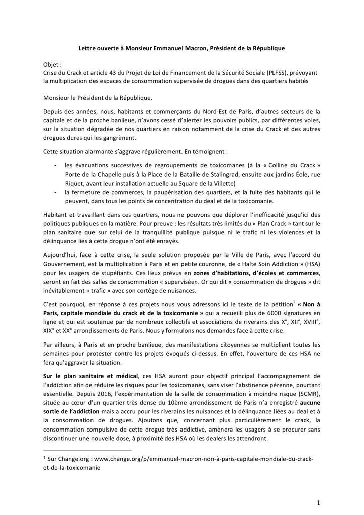 Collectif191's tweet photo. Voici en intégralité la lettre que 17 collectifs, 9 associations&amp;1 théâtre ont adressée, dans une démarche citoyenne, au Président @EmmanuelMacron concernant la crise du crack et l’article 43 du Projet de Loi de Finance de la Sécurité Sociale @JeanCASTEX @olivierveran @GDarmanin https://t.co/zCXpikXH2X