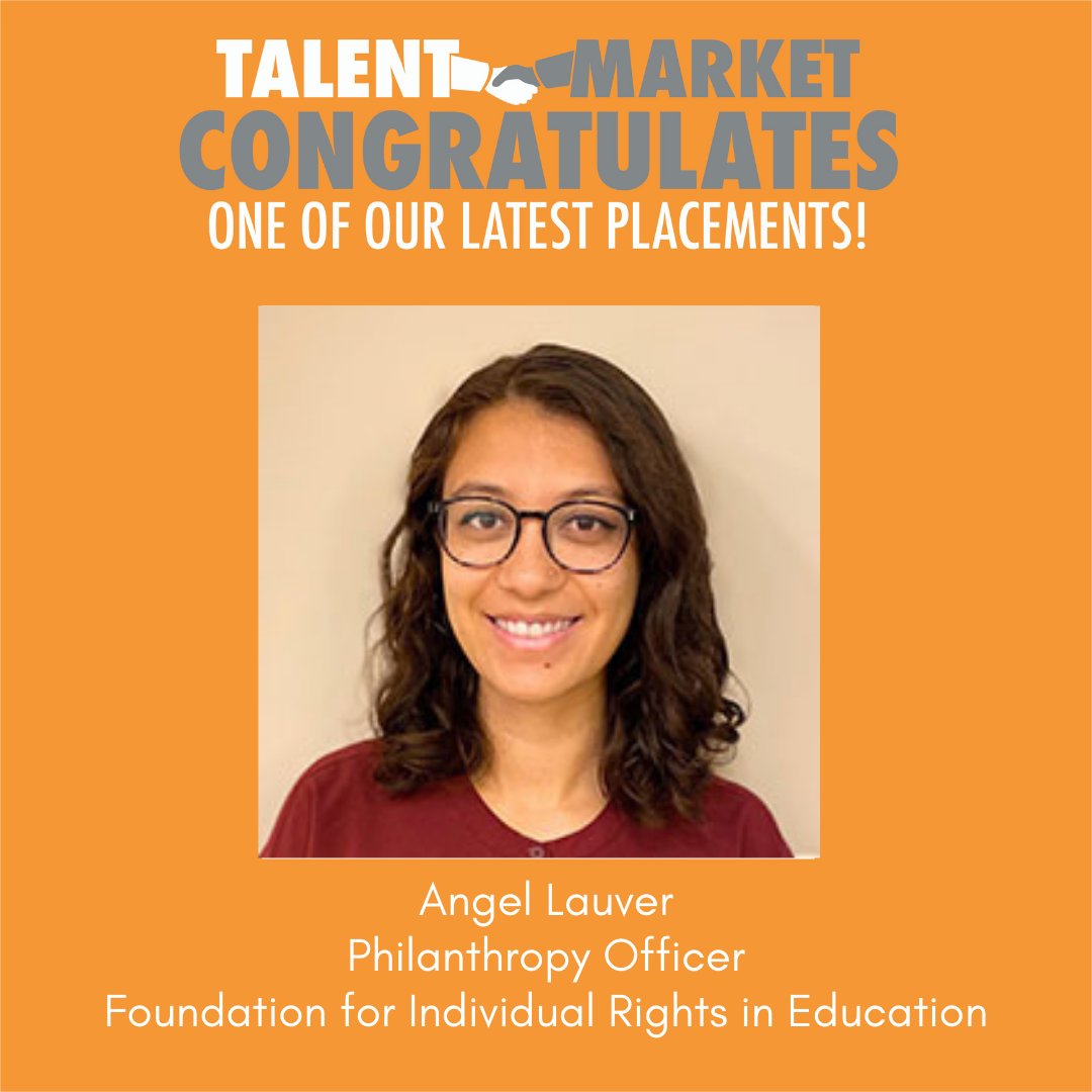TalentMarket's tweet photo. Congratulations to recent Talent Market placement, Angel Lauver, for joining @TheFIREorg as their Philanthropy Officer!
#talentmarketplacement #libertyjob #freedomineducation https://t.co/6ZzMUv9hhq