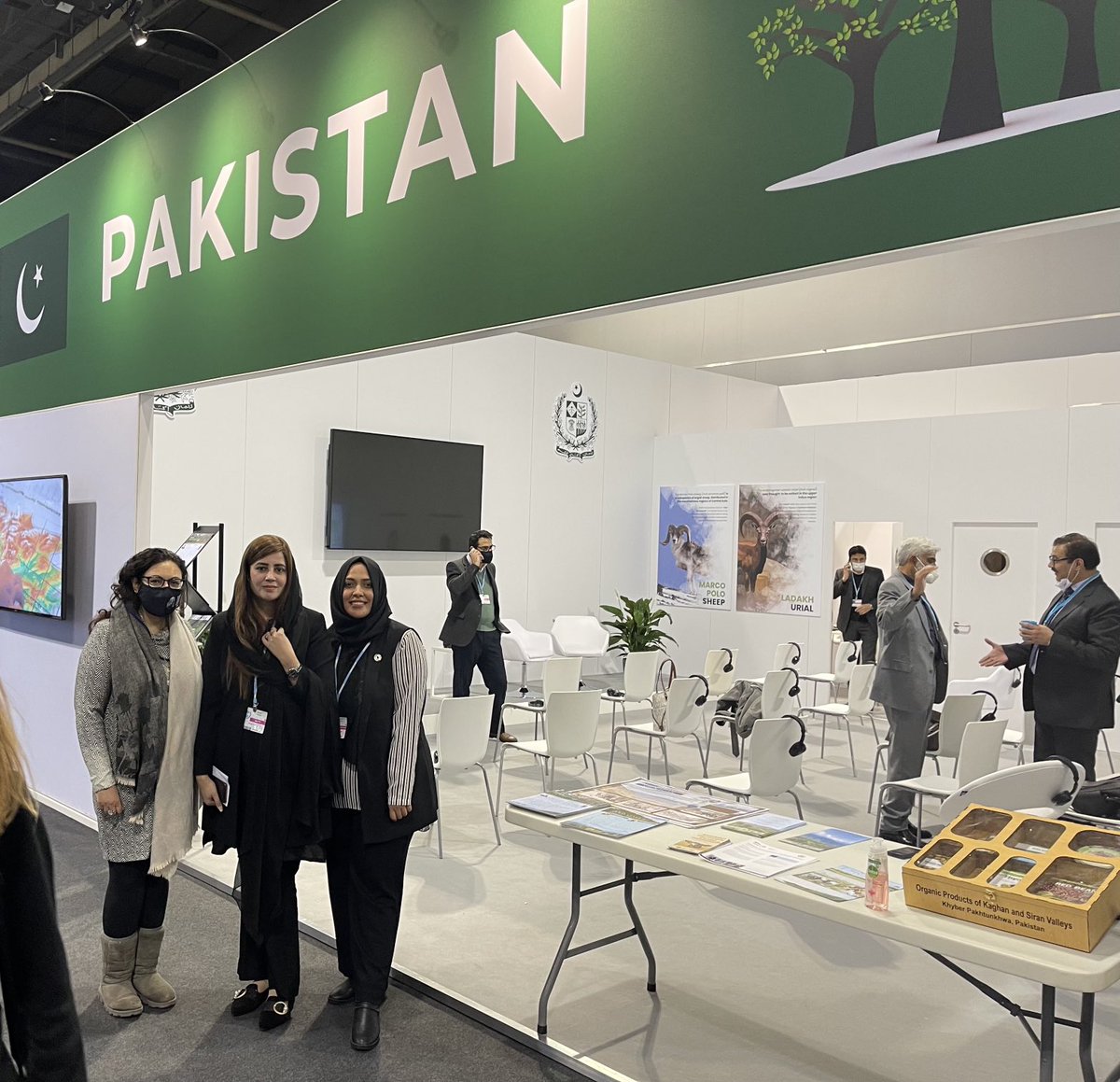rinasaeed's tweet photo. Finally made it to #COP26. In my life before IWMB I reported on climate change! Excited to be here to report on negotiations &amp; hoping to see operationalisation of Paris Agreement. Pakistan Pavilion with our women delegates #actonthegap ⁦@zartajgulwazir⁩ ⁦@SyedaHadika⁩ https://t.co/OfxwhZhdta