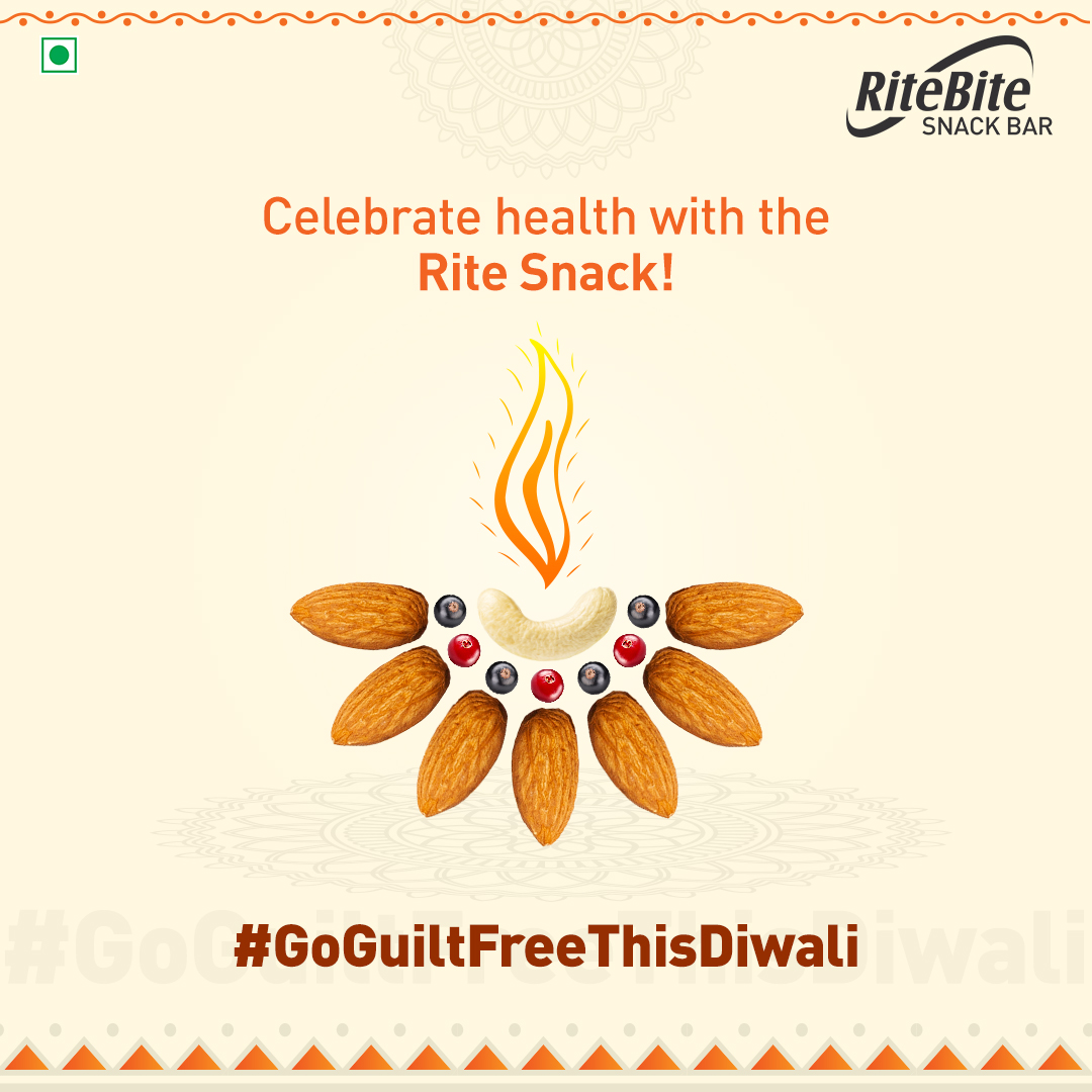 Enrich your celebrations with real nutrition and embrace a riot of handpicked superfoods. Bite into goodness and relish a blast of exotic flavours to satiate your hunger just Rite. Happy Diwali!
.
#RiteBite #DiwaliSpecial #HappyDiwali  #Diwali2021 #Nutrition #GoGuiltFree