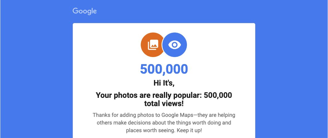 JonDevo's tweet photo. Hey @Google! It's genuinely great to know I've helped over half a million people with my pictures. Just wondering if there are any plans to reward creators for sharing such popular photos? It would be really helpful to us. 🤗❤️ #TeamPixel @googlephotos https://t.co/dB3mOPujkI