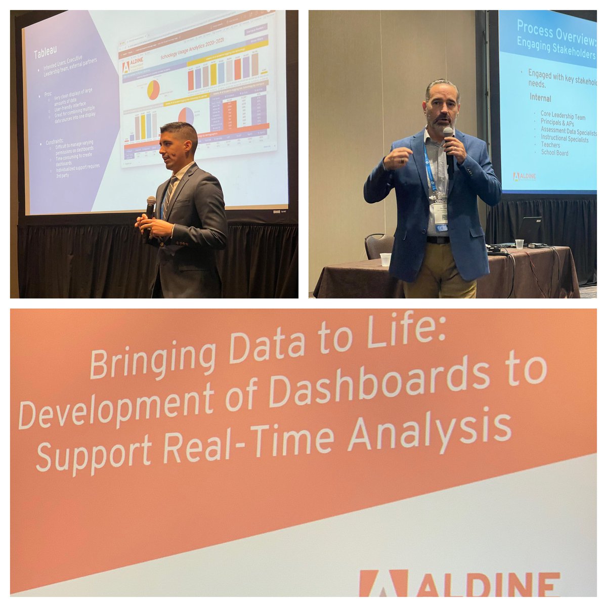 AISD_SA's tweet photo. Mark Moreno and Jon Peters present Aldine’s development of dashboards and how the district is currently bringing data to life at the 2021 Texas Assessment Conference! #AldineForward #TAC2021 @RachelJHaller @KatieGomez19 @TraylorKappelle @AldineISD @drgoffney @DRodAldine https://t.co/We7sbjQrRs