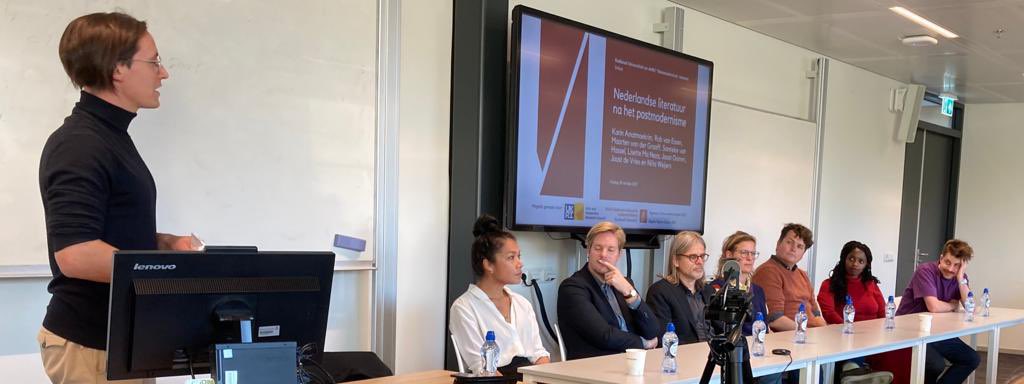 ModernismNow's tweet photo. On Friday, a panel of renowned and up-and-coming Dutch authors, moderated by @rjhsmeets, discussed their views on the state of contemporary Dutch literature after the supposed end of postmodernism. Thank you all for a fascinating debate! https://t.co/bh1Lk8dobo